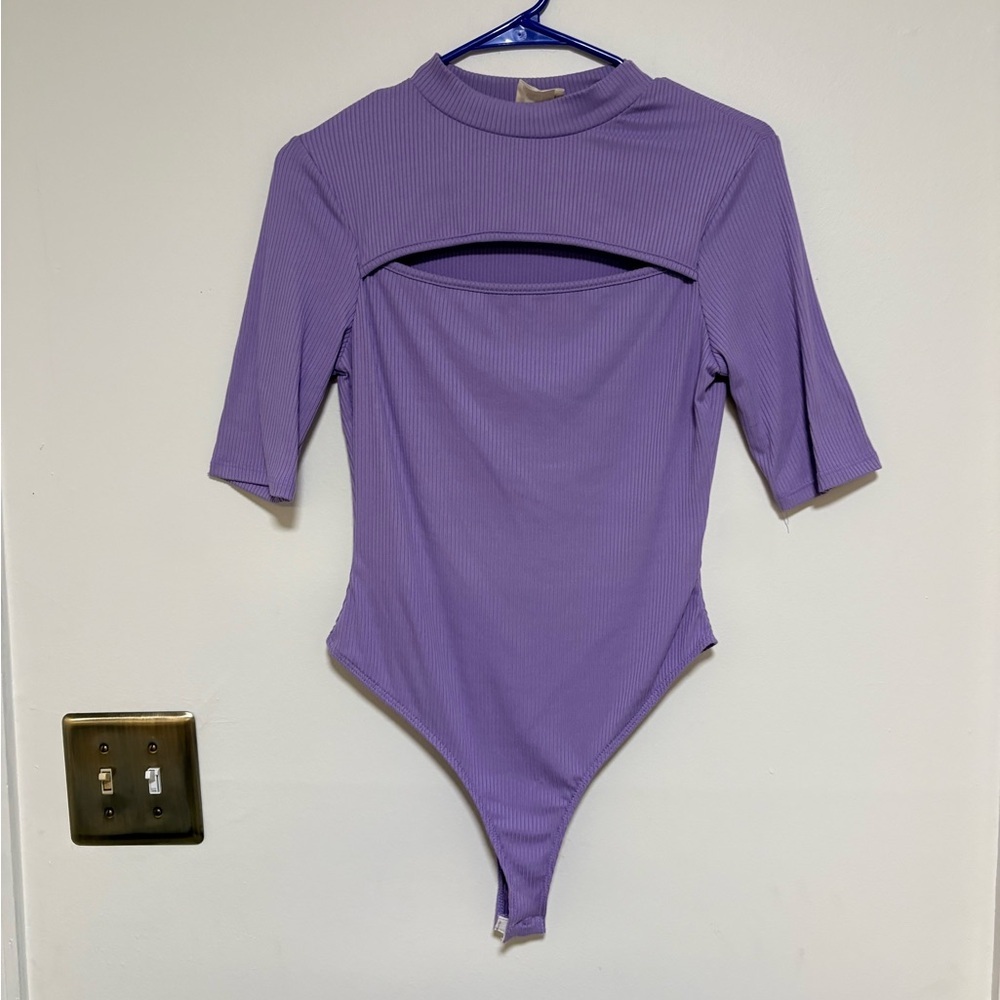 Peach love Purple Ribbed Bodysuit‎